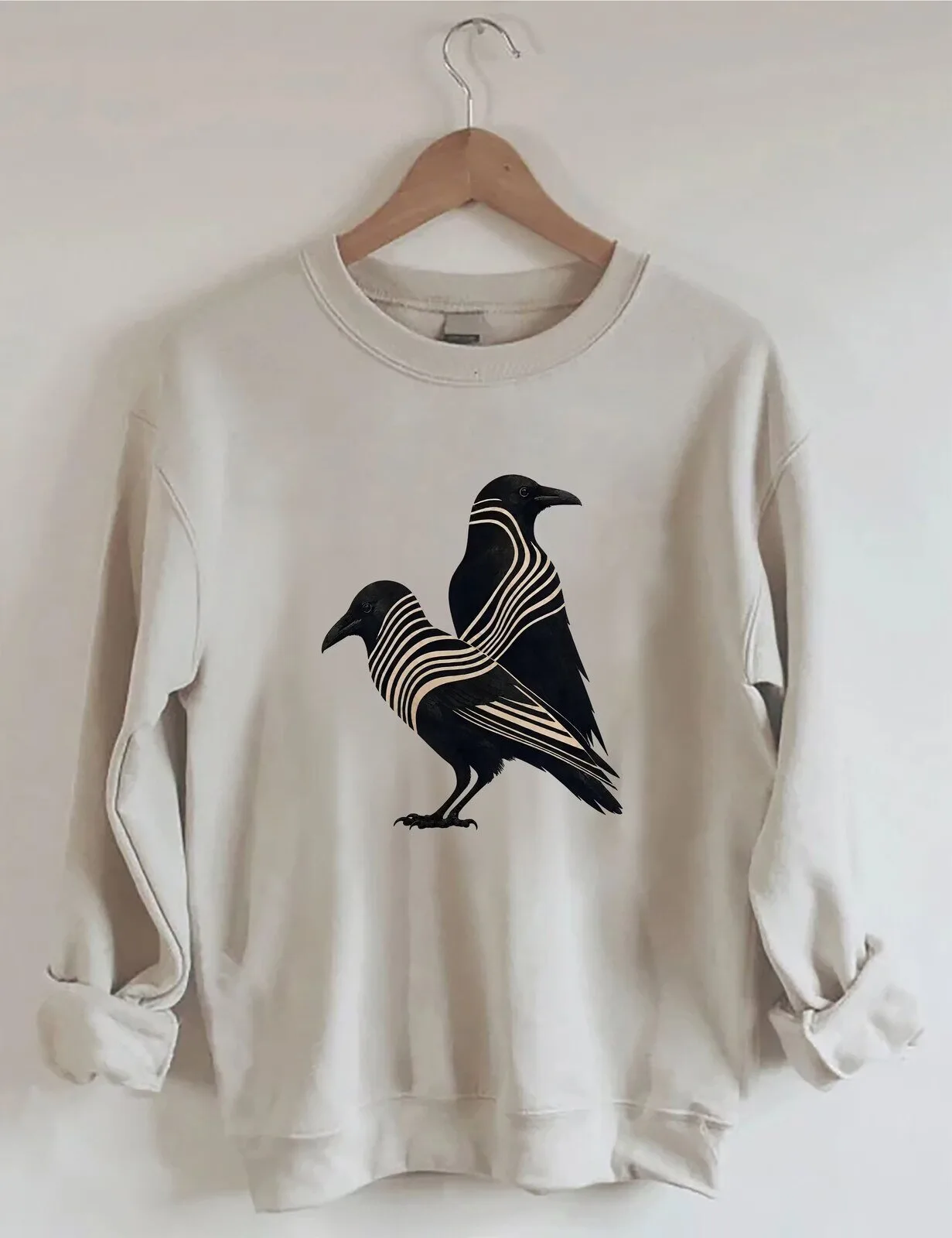 Abstract Raven Crow Blackbird Corvid Art Crewneck Sweatshirt