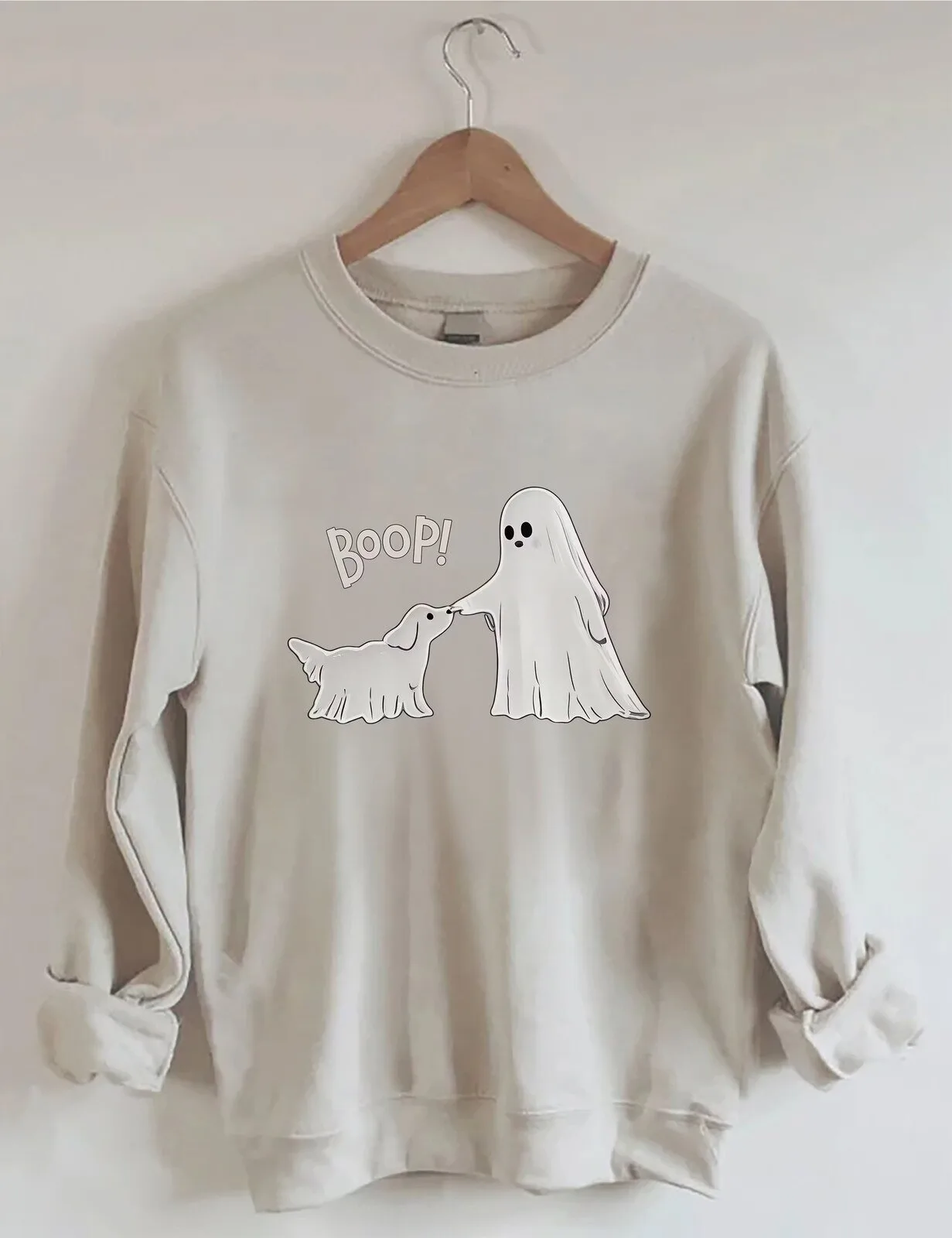 Cute Ghost Dog Boop Halloween Funny Spooky Pet Lover Sweatshirt