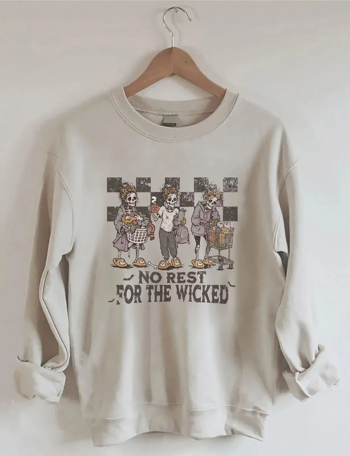 Skeleton Mom Halloween Sweatshirt - No Rest For The Wicked Design