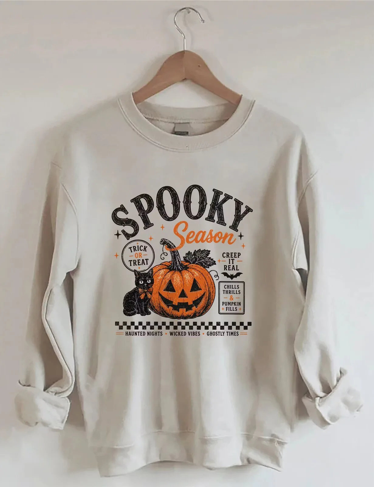 Spooky Season Halloween Pumpkin Black Cat Sweatshirt