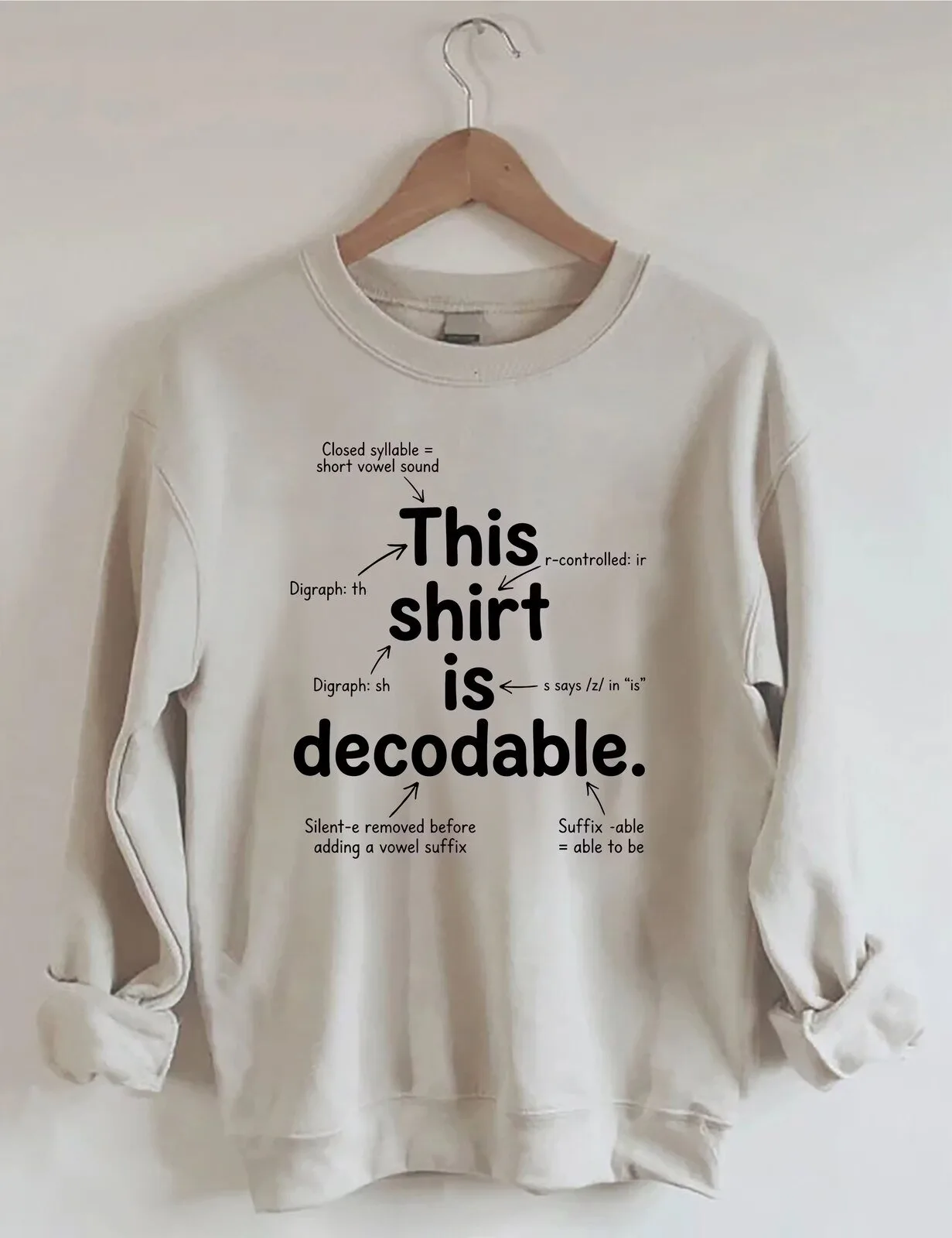 Funny Reading Teacher Decodable Shirt Phonics Education Crewneck Sweatshirt
