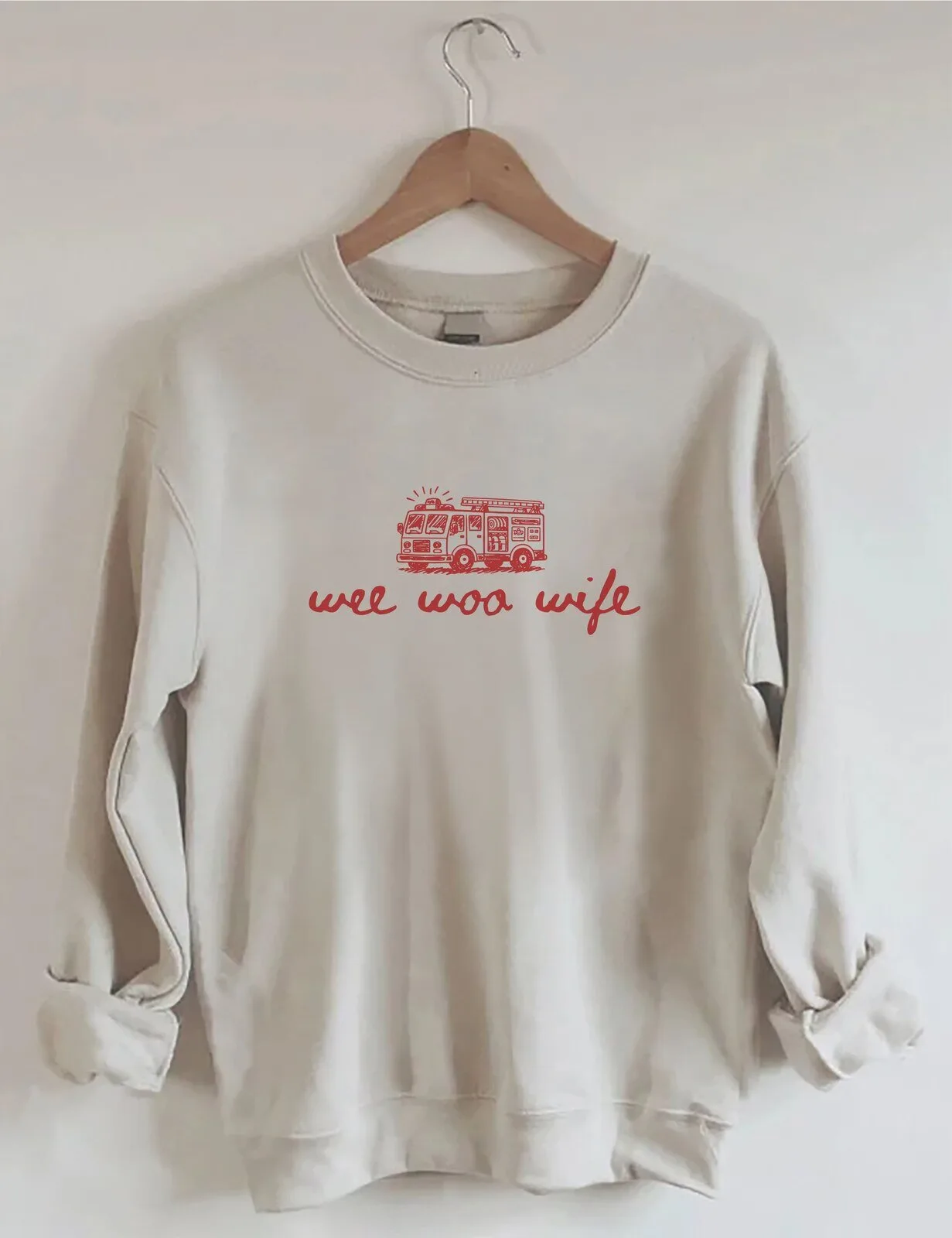 Firefighter Wife Wee Woo Fire Truck Crewneck Sweatshirt